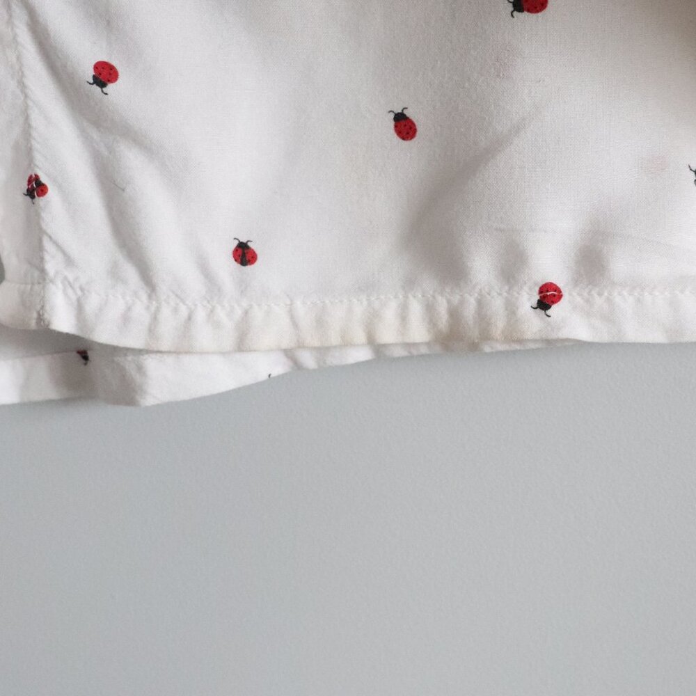 Japna Ladybug Button-Down Collared Blouse Red White Top Size S - Picture 12 of 14